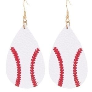 NEW Baseball Leather Teardrop Earrings